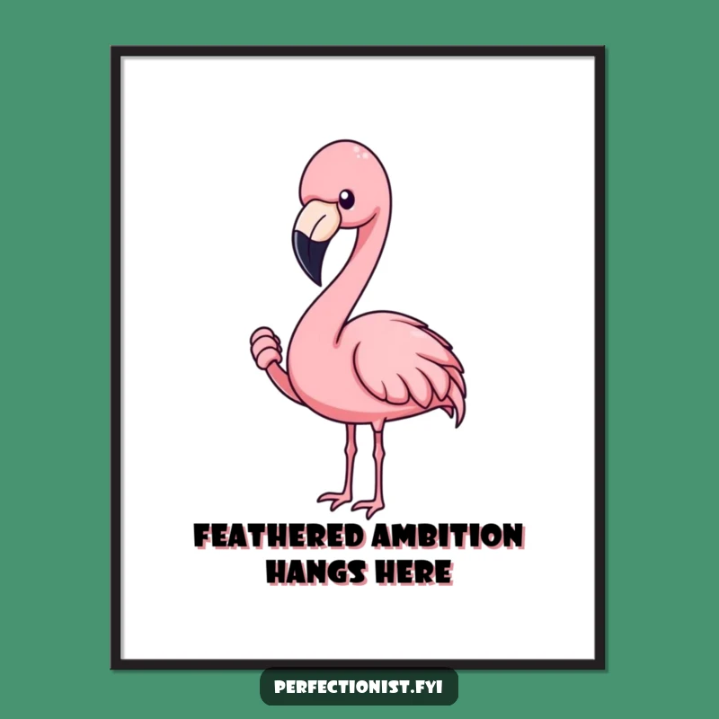 Funny Flamingo Poster, Feather Focus Wall Art, Hilarious Gift for Chic Decor