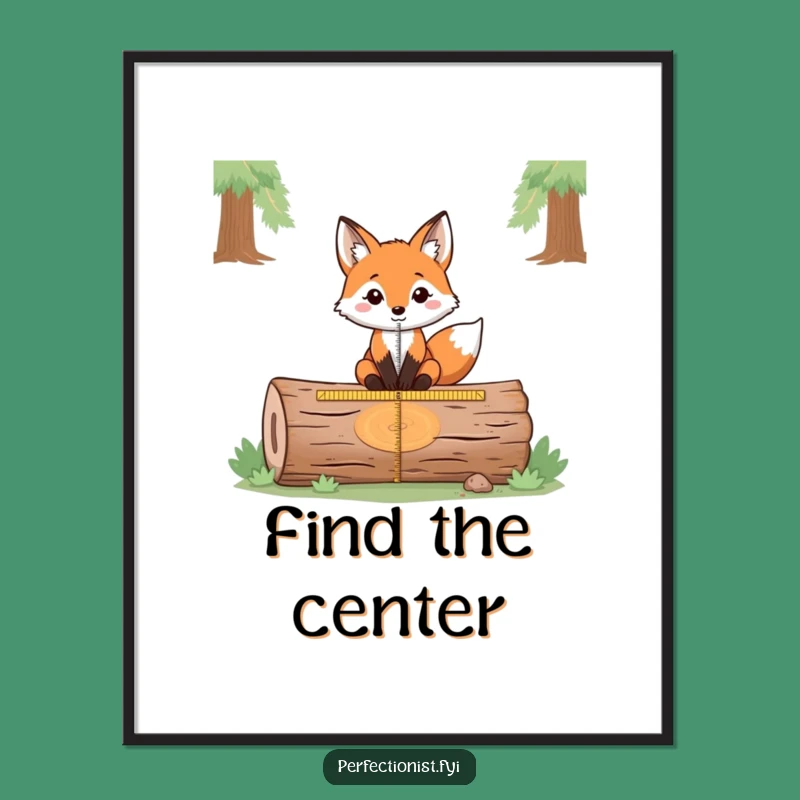 Funny Fox Measuring Poster: Precise Surveyor Art - A Clever and Humorous Funny Gift for Any Room