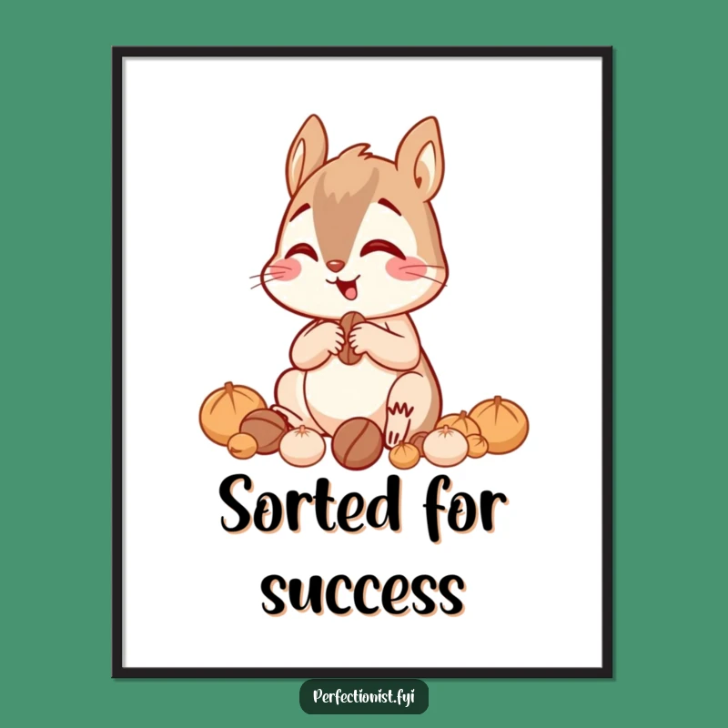 Funny Squirrel Nut Poster: Focused Sorter Art, Perfect Funny Gift!