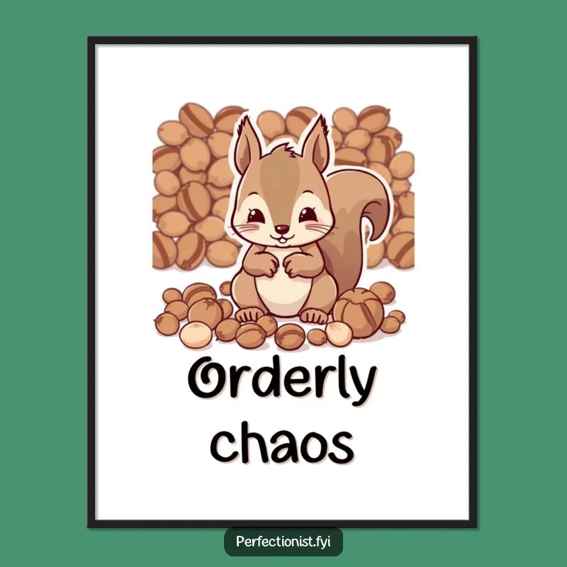 Funny Squirrel Poster - Meticulous Nut Organizer Art, A Hilarious Funny Gift for Any Wall!