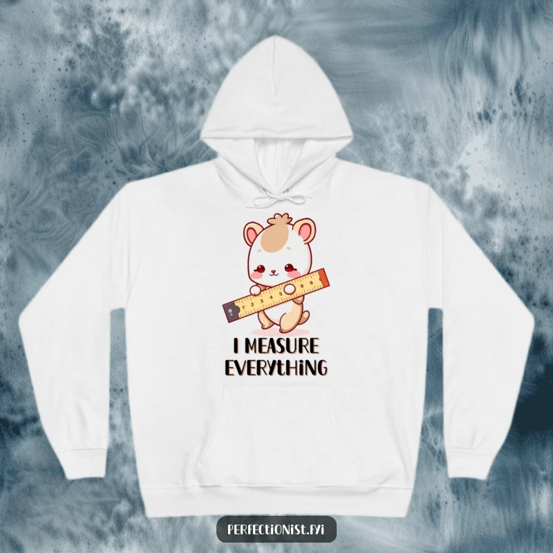 Funny Hoodie: An animal character uses a ruler to create a perfectly straight line, embodying precise humor and cozy style.