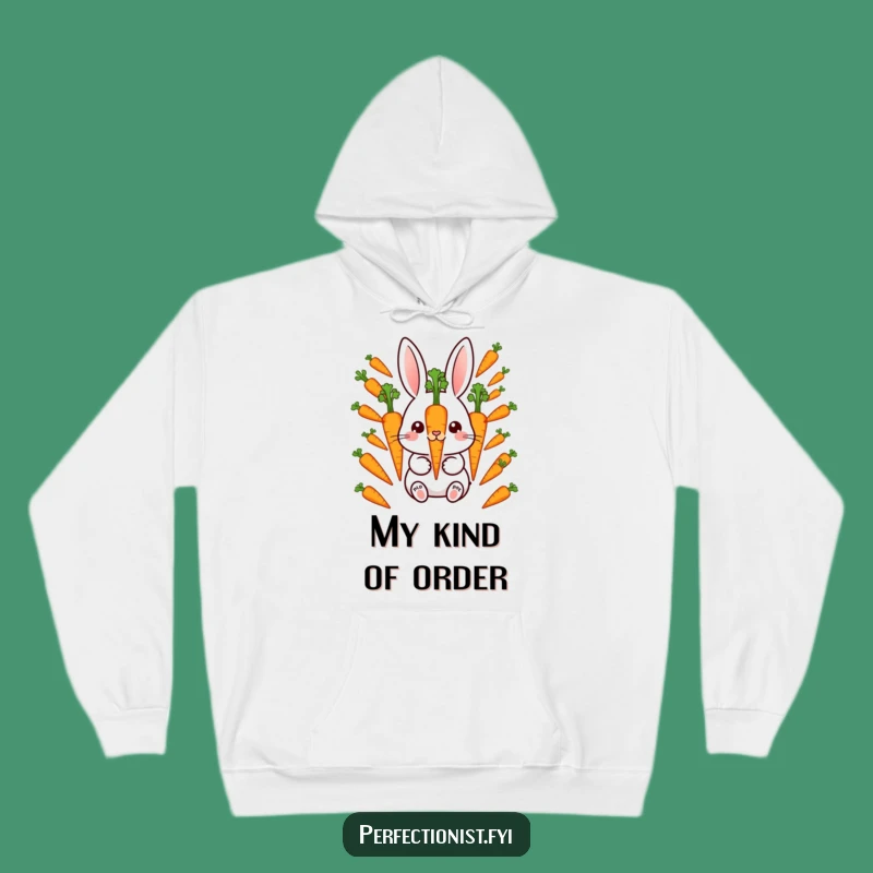 Funny Rabbit Carrot Hoodie: Stay organized with a meticulous bunny and its carrots, a perfect funny gift.