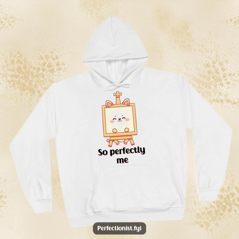 Funny hoodie featuring a content animal character admiring a perfectly symmetrical object, designed for comfort. A great funny gift.
