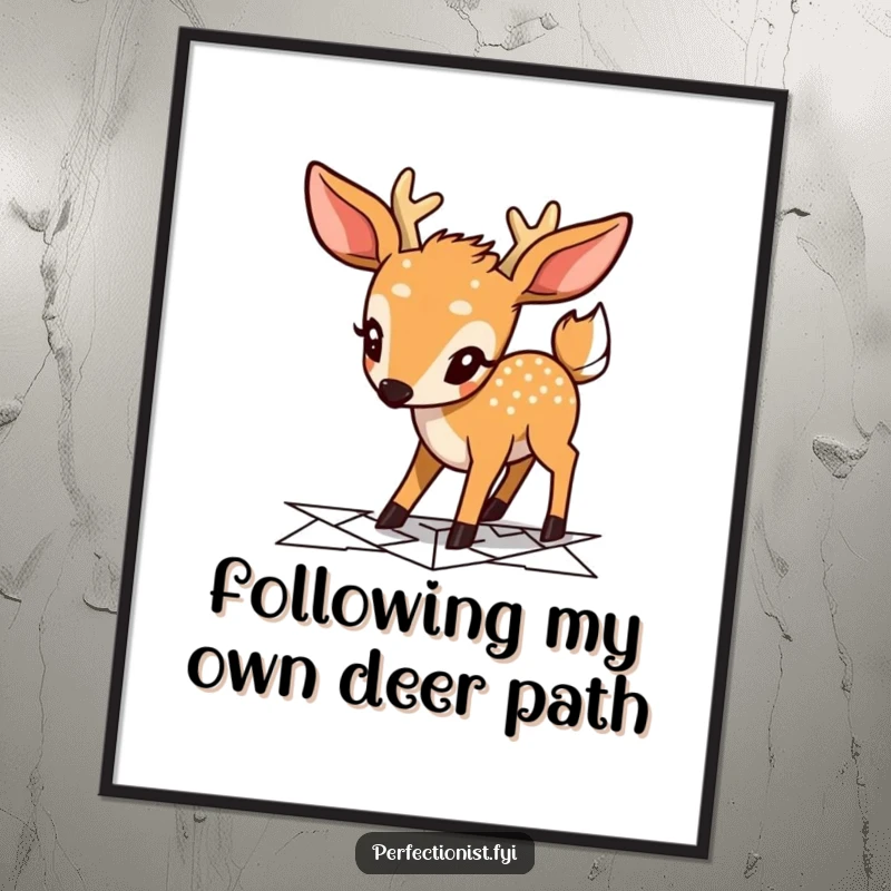 Funny Free Printable Wall Art showcasing a focused deer character meticulously planning a geometric pathway, adding intellectual and humorous decor.