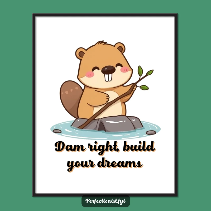 Free Printable Beaver Art: Dam Twig Arranger Funny Wall Decor Download