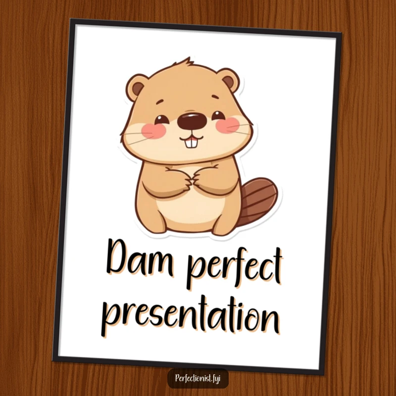 Funny Free Printable Beaver Wall Art: A beaver smoothing a paper wrinkle with extreme care, perfect for DIY home decor.