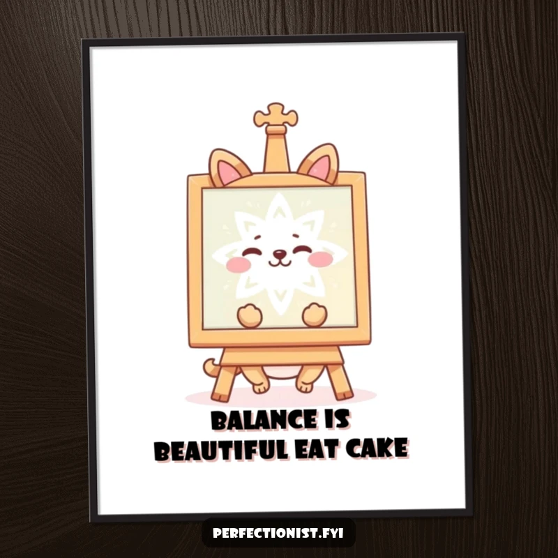 Funny Free Printable Wall Art: A content animal admiring a perfectly symmetrical creation, adding humorous and aesthetic appeal.