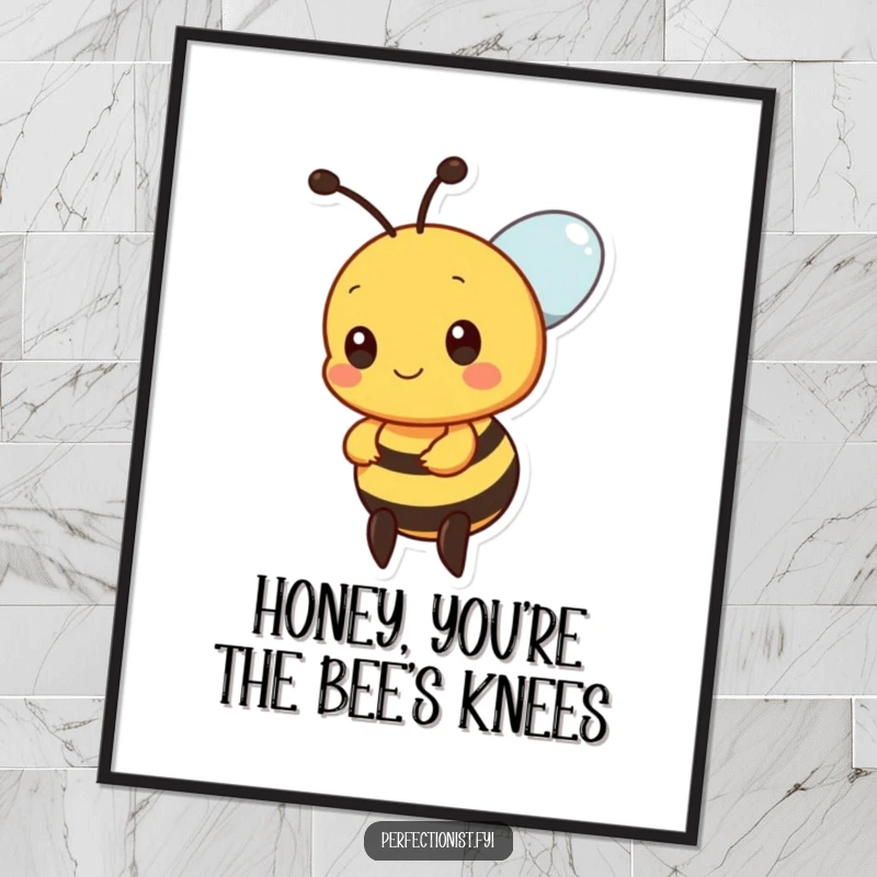 Funny Free Printable Bee Wall Art: A precise bee ensuring every nectar drop is perfectly aligned, adding artistic flair and humor.