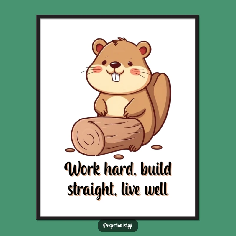 Funny Free Printable Wall Art: Beaver's Straight Log, Quirky Decor!
