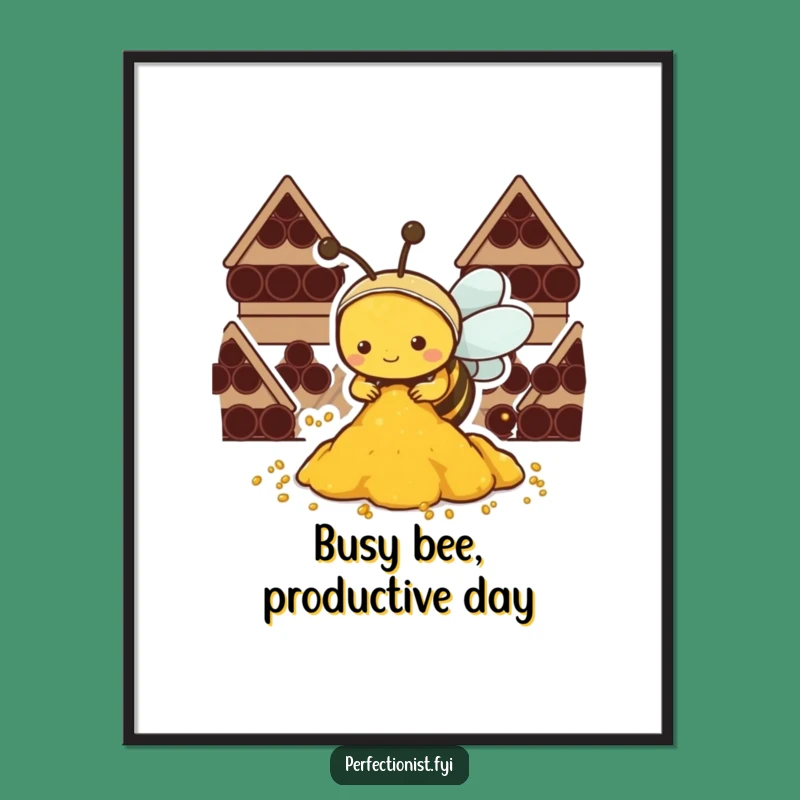 Funny Free Printable Wall Art: Diligent Kawaii Bee Organizing Pollen Decor!