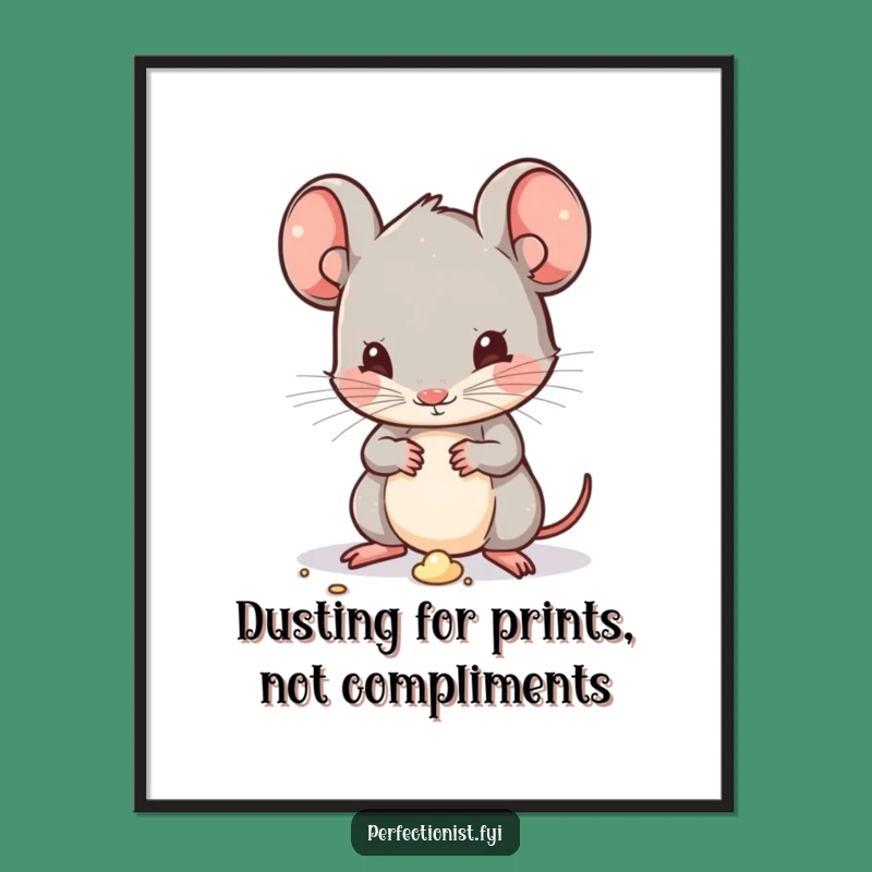 Funny Free Printable Wall Art: Kawaii Mouse Dusting, Perfect Quirky Downloadable Decor!