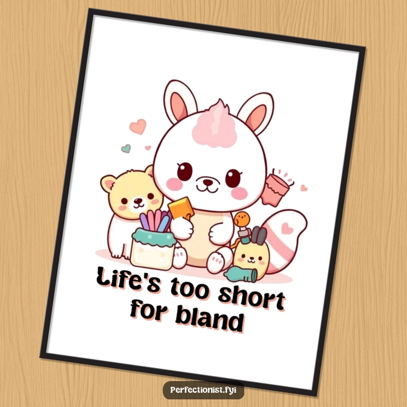 Funny Free Printable Wall Art depicting a diligent animal character flawlessly organizing items by color, adding a touch of order.