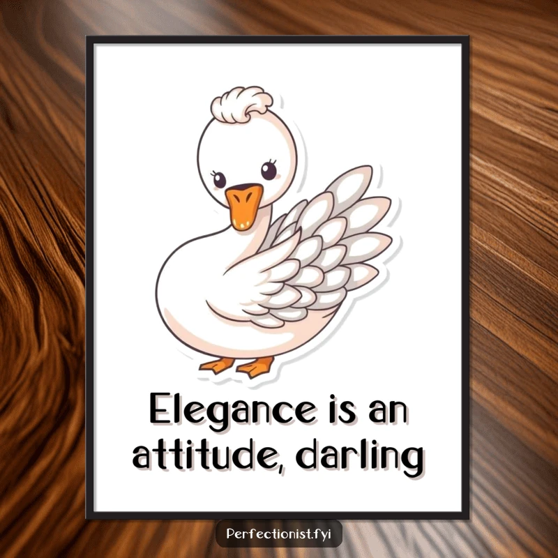 Funny Free Printable Wall Art depicting an elegant swan creating a perfect pattern with its feathers, a celebration of order and beauty.