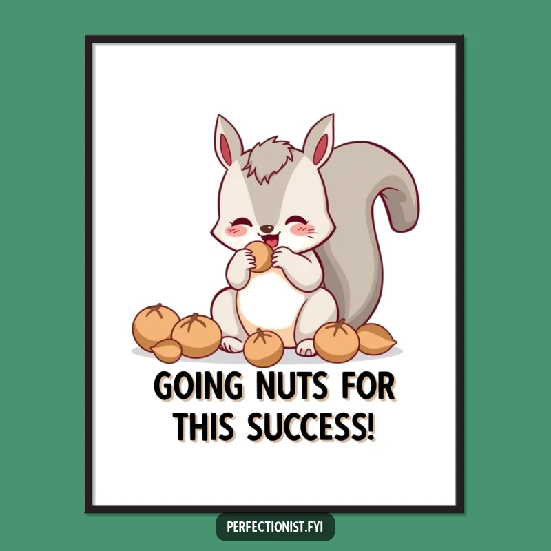 Funny Squirrel Polishing Nuts Free Printable Wall Art - Downloadable Decor