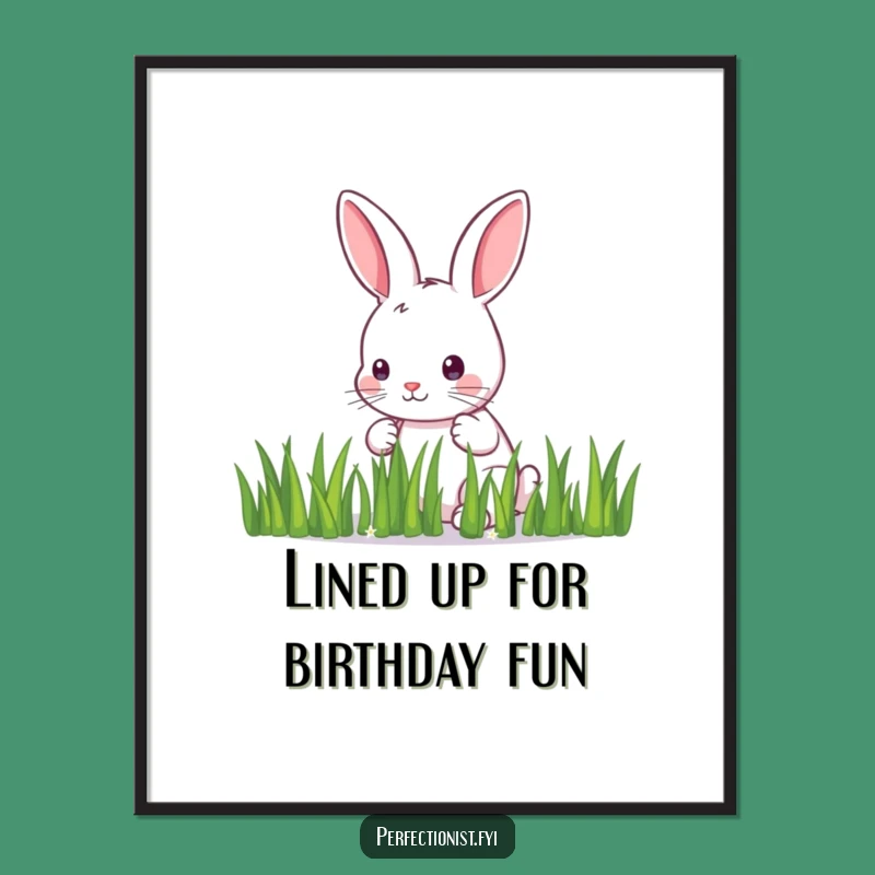 Funny Free Printable Wall Art: Meticulous Bunny's Grass Lines Downloadable Art Gift