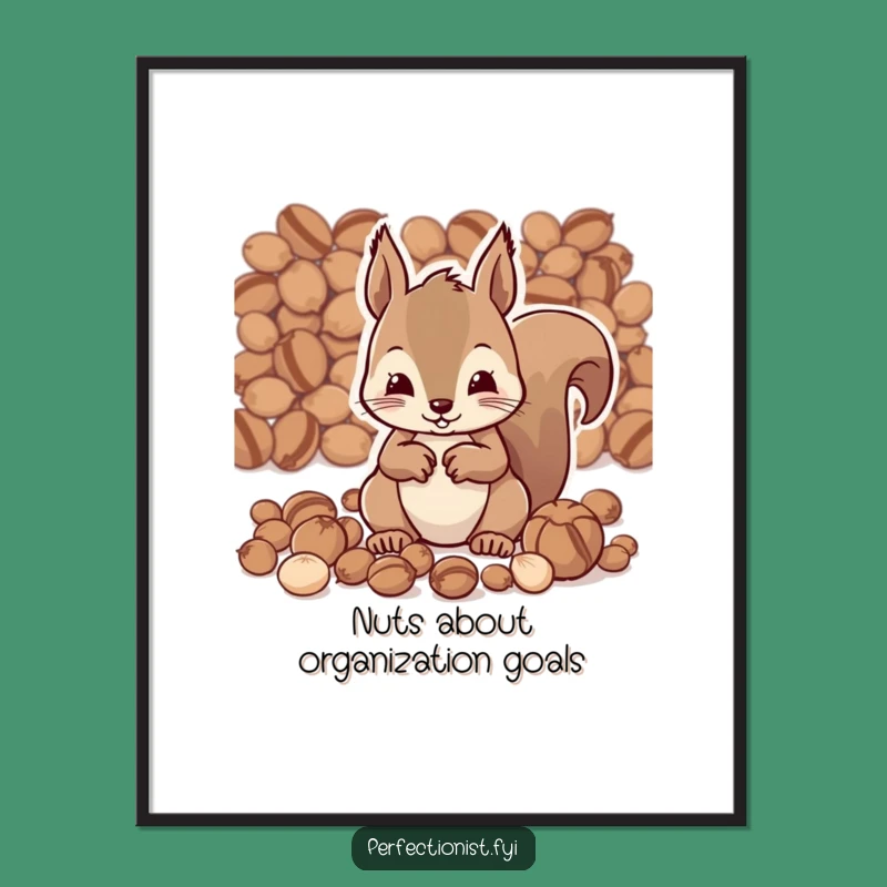 Funny Free Printable Wall Art: Squirrel Organizing Nuts, Hilarious Downloadable Decor