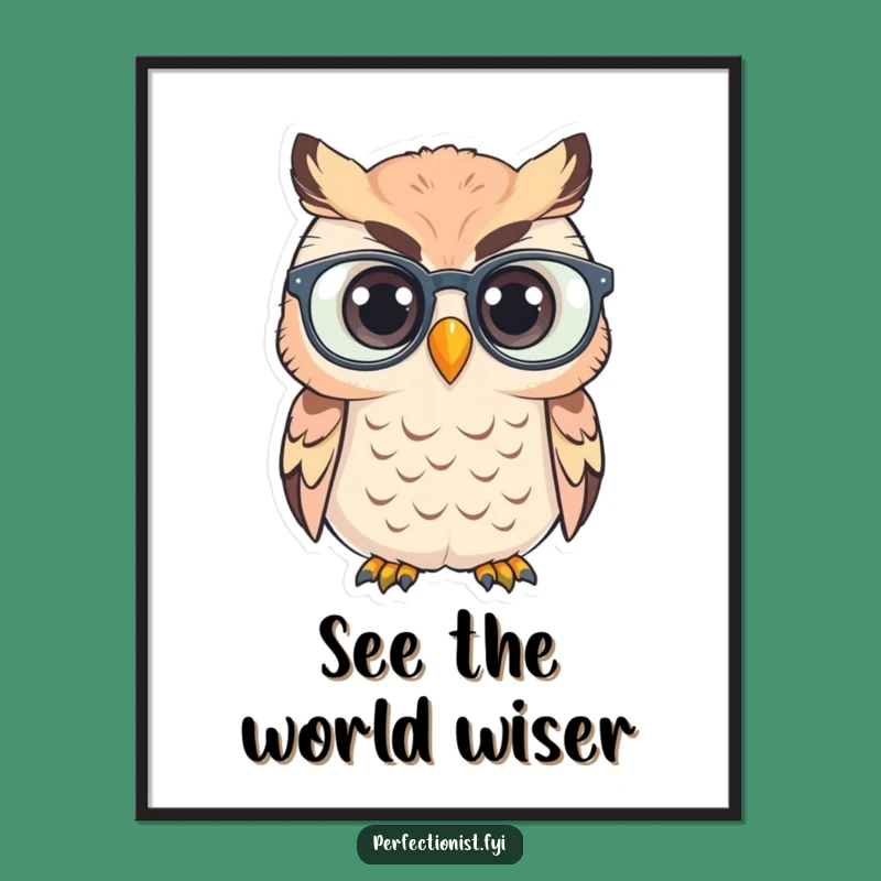 Funny Free Printable Wall Art: Owl Polishing Glasses - Whimsical Downloadable Decor