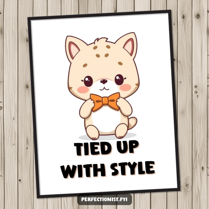 Funny Free Printable Wall Art: An animal character adjusts its perfectly symmetrical bowtie, bringing dapper, humorous sophistication. Downloadable decor.