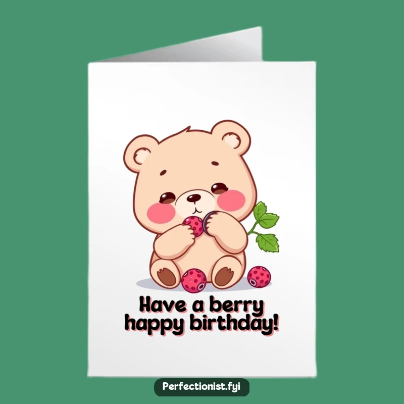 Free Printable Bday Card: Polished Berry Bear for a Sparkling Celebration