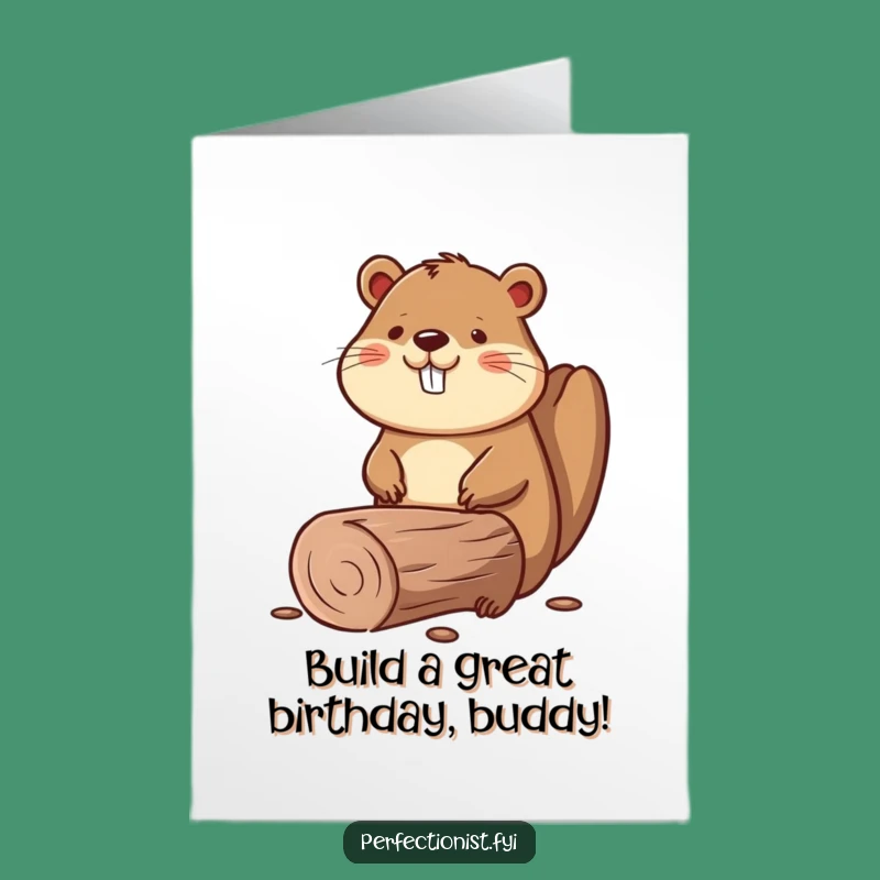 Free Printable Birthday Card: Beaver's Straight Log, Funny Download!