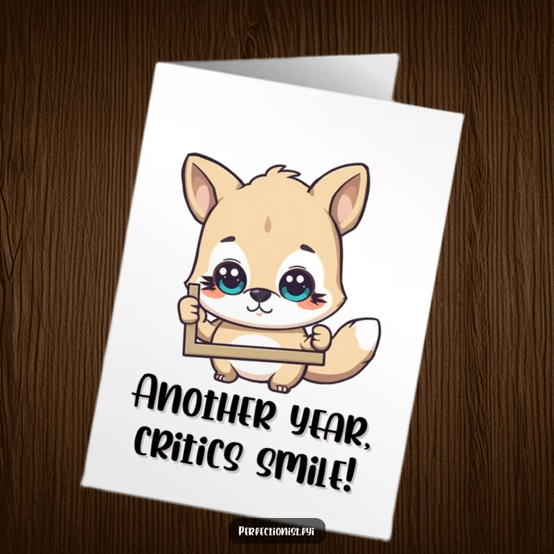 Funny Free Printable birthday card featuring a focused animal character examining a picture with a discerning, critical gaze.