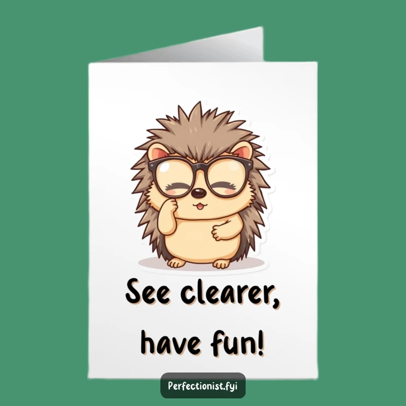 Free Printable Birthday Card: Funny Hedgehog Specs - Clear Vision Downloadable Gift!