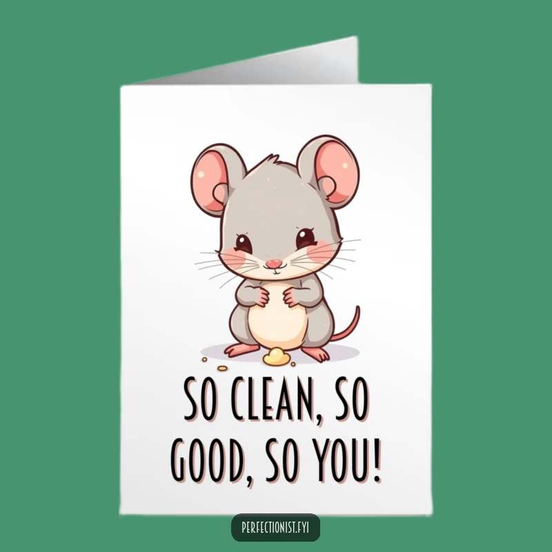 Free Printable Birthday Card: Funny Kawaii Mouse Dusting, Perfect DIY Downloadable Gift!