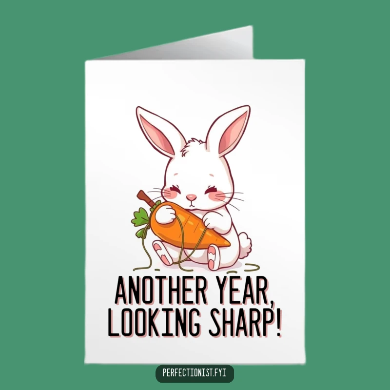 Free Printable Birthday Card: Meticulous Rabbit Fixes Carrot, Hilarious Download!