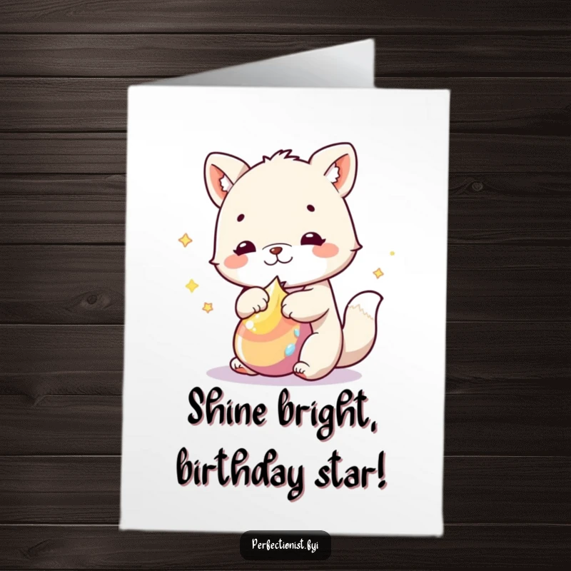 Funny Free Printable birthday card featuring an animal character expertly polishing a single object to a brilliant shine.