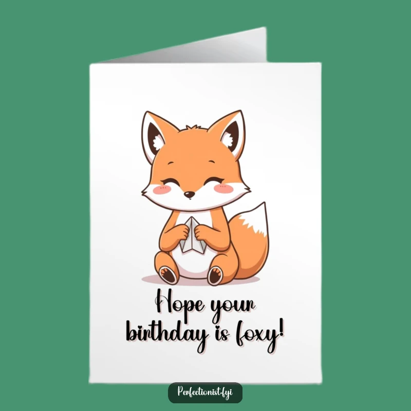 Free Printable Birthday Card: Clever Kawaii Fox Folds Birthday Fun!