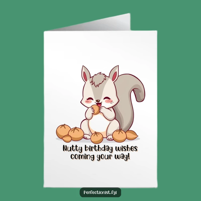 Funny Squirrel Polishing Nuts Free Printable Birthday Card - Downloadable DIY Gift