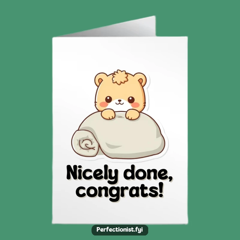 Congrats Free Printable Card: Cozy Blanket Animal for a Perfectly Smooth Celebration
