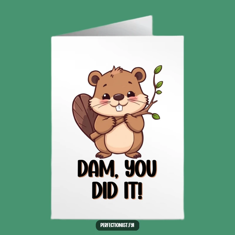 Free Printable Congrats Card: Beaver's Smooth Success Makes You Smile