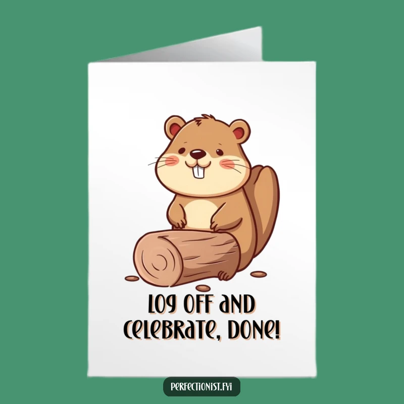 Free Printable Congrats Card: Beaver's Straight Log Success, Download Now!