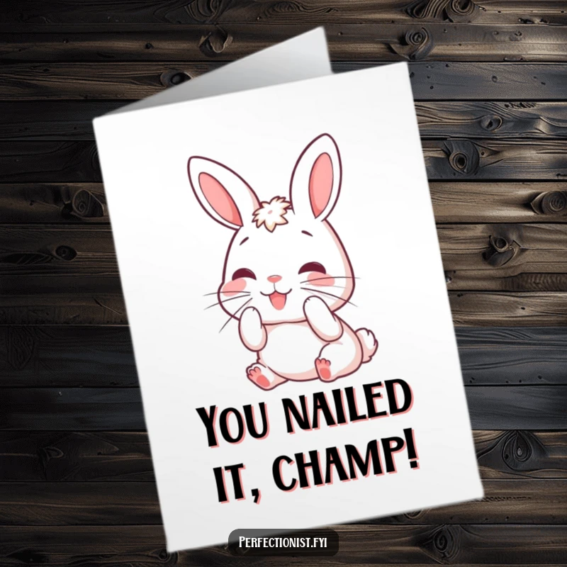Funny Free Printable Congratulations Card: Rabbit looking sharp while grooming its whiskers.