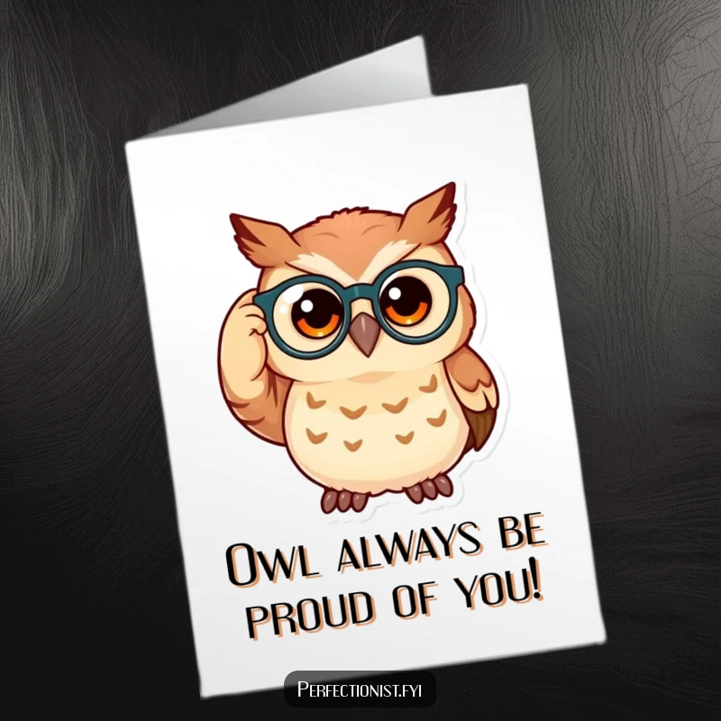 Funny Free Printable Congrats Card: An owl peers through its spectacles, humorously celebrating your remarkable accomplishment.