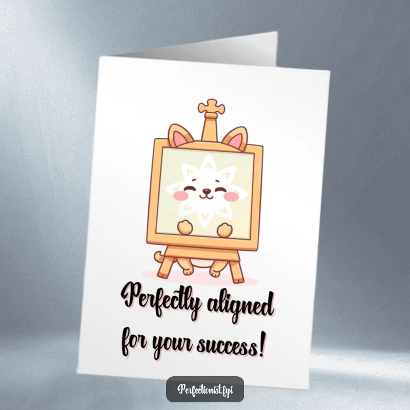 Funny Free Printable Congrats Card: A delighted animal appreciating a perfectly symmetrical creation, celebrating achievement with humor.