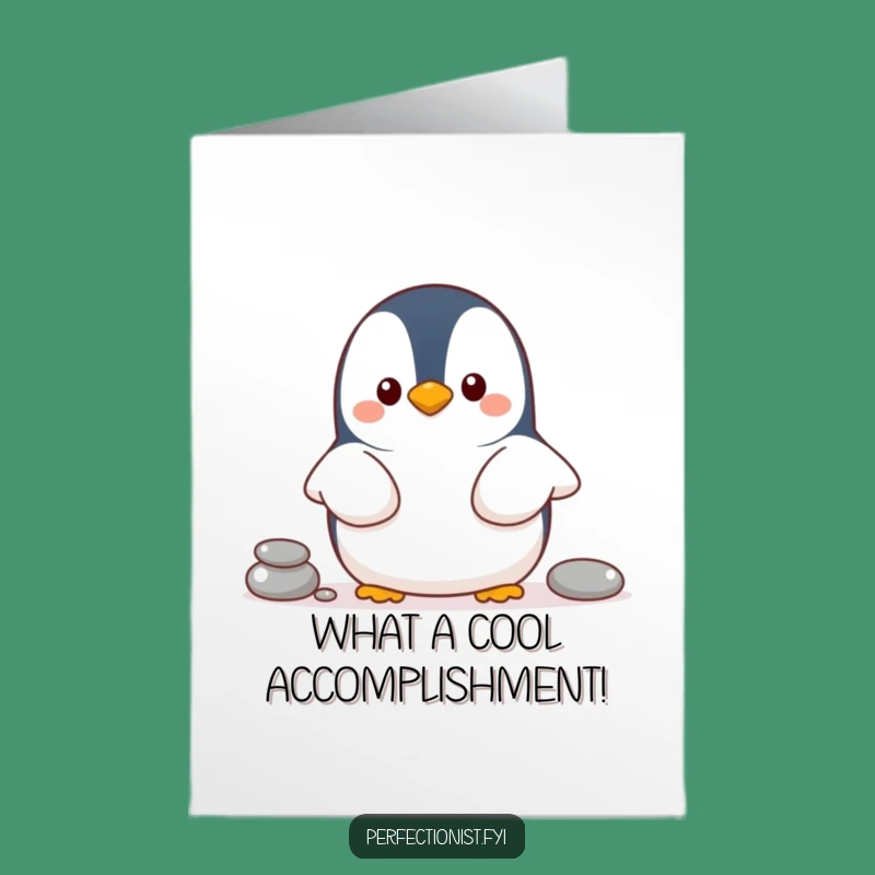 Free Printable Penguin Congrats Card - Funny Pebble Line Achievement Downloadable Gift