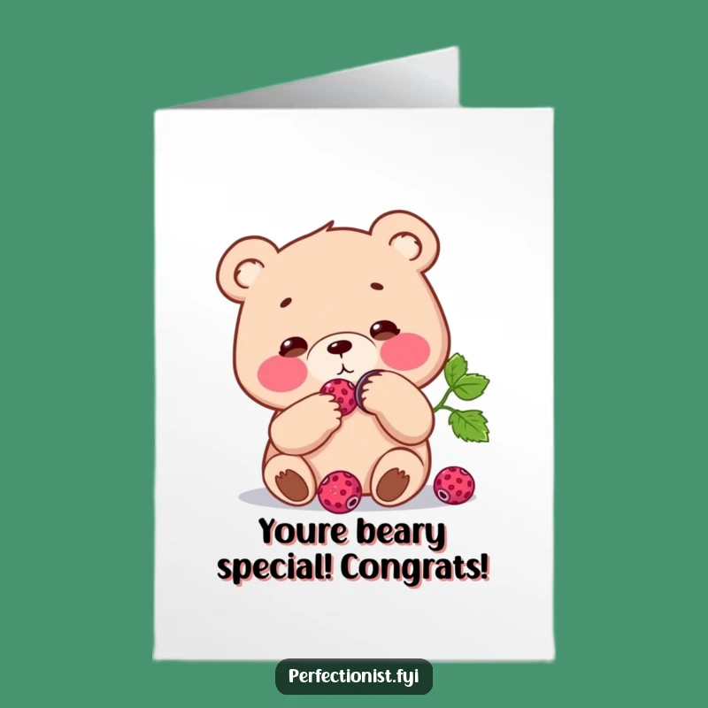 Free Printable Congrats Card: Polished Berry Bear for Your Shining Success