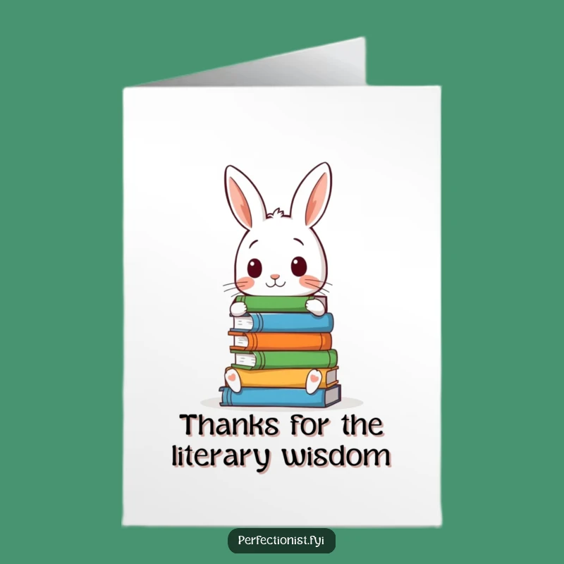 Free Printable Thank You Card: Funny Rabbit Librarian - Heartfelt Downloadable Gift!