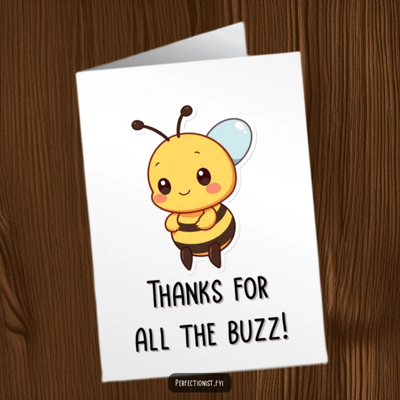 Funny Free Printable Bee Thank You Card: A precise bee perfectly aligning nectar drops to express sincere thanks.