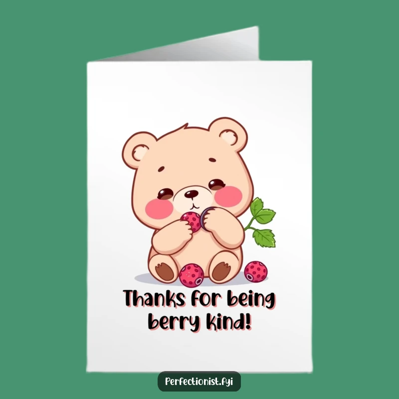 Free Printable Thank You Card: Polished Berry Bear for Gratitude