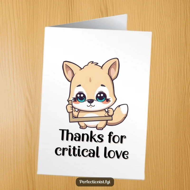 Funny Free Printable thank you card of an animal character closely inspecting an image with a critical and focused look.
