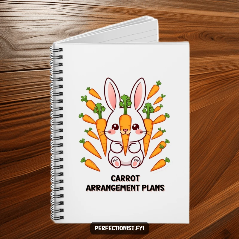 Funny Notebook: Meticulous rabbit character aligning perfectly spaced carrots, perfect for journaling with a dose of organized humor.