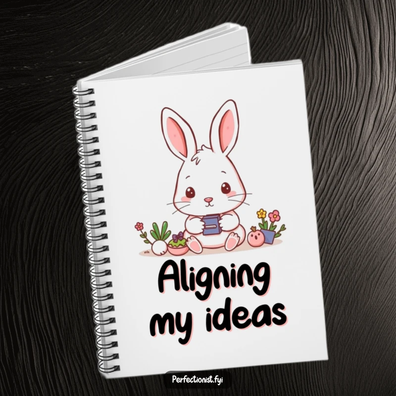 Funny Notebook: A rabbit meticulously aligns items, a humorous and organized cover for notes.