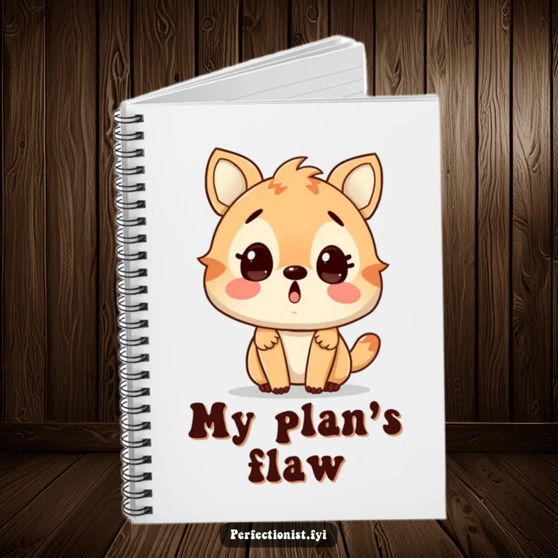 Funny notebook cover with a surprised animal character finding a tiny flaw, perfect for notes. A cute funny gift.