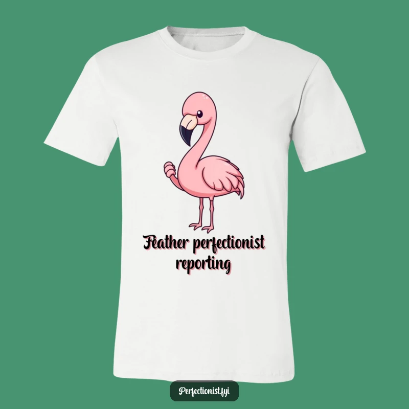 Funny Flamingo T-Shirt, Feather Focus Graphic Tee, Humorous Gift for Detail Lovers