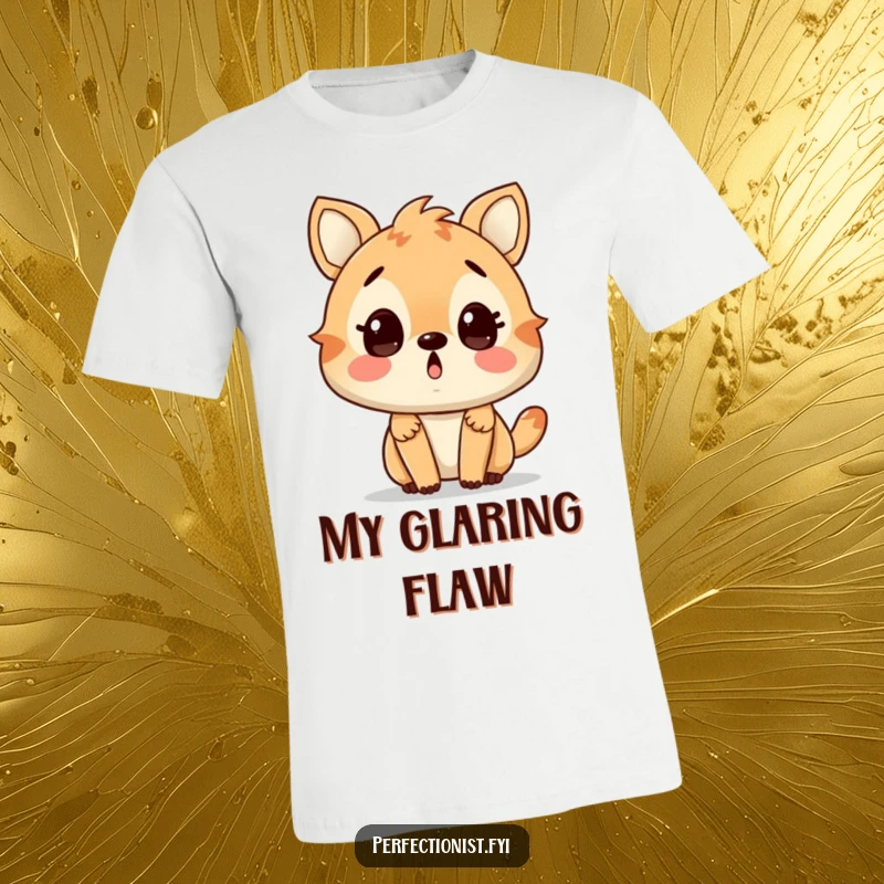 Funny t-shirt with a comically surprised animal character noticing a tiny imperfection, perfect for sharing a chuckle. A fantastic funny gift.