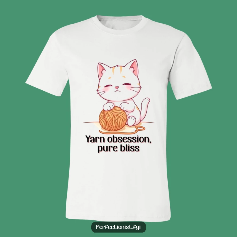 Funny Cat T-Shirt, Contented Yarn Watching Graphic Tee, Humorous Gift for Crafters