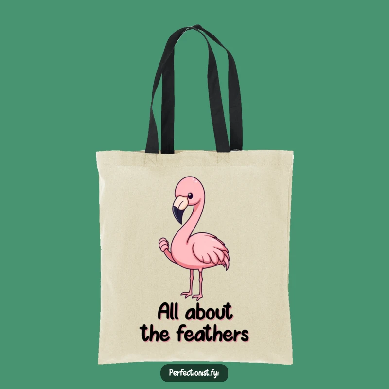 Funny Flamingo Tote Bag, Feather Focus Shopping Bag, Humorous Gift for Stylish Shoppers